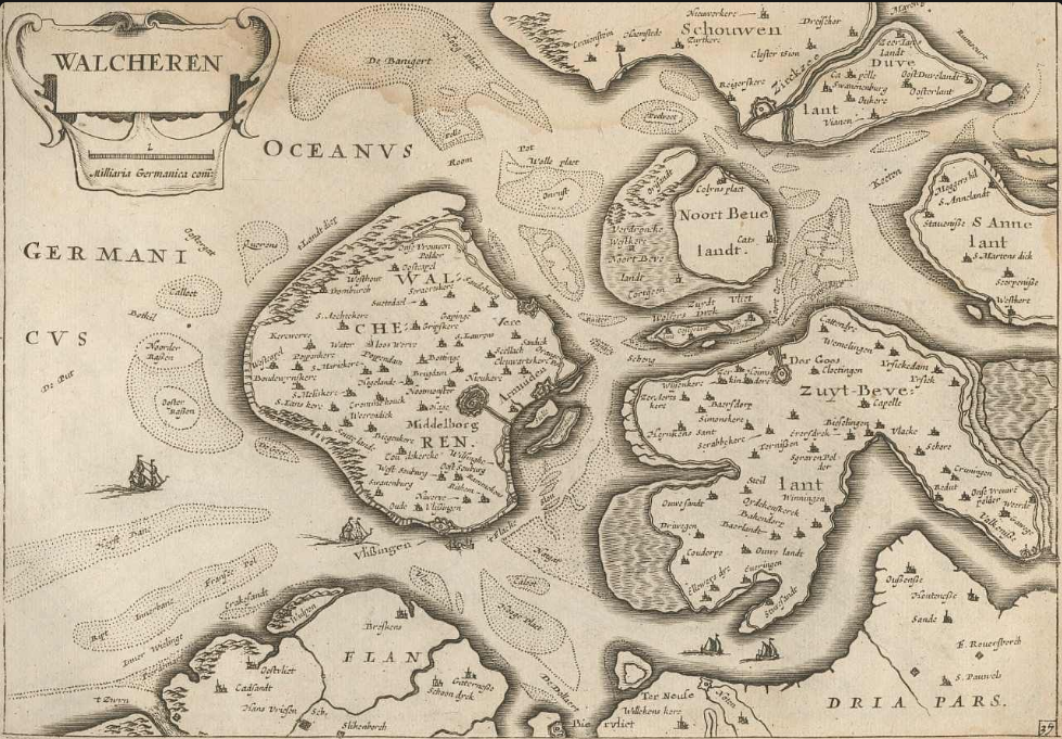 Oude kaart van het krimp gebied Zeeland