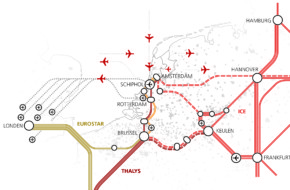 internationale connectiviteit - kaart met overzicht van huidige verbindingen Nederland met Europa