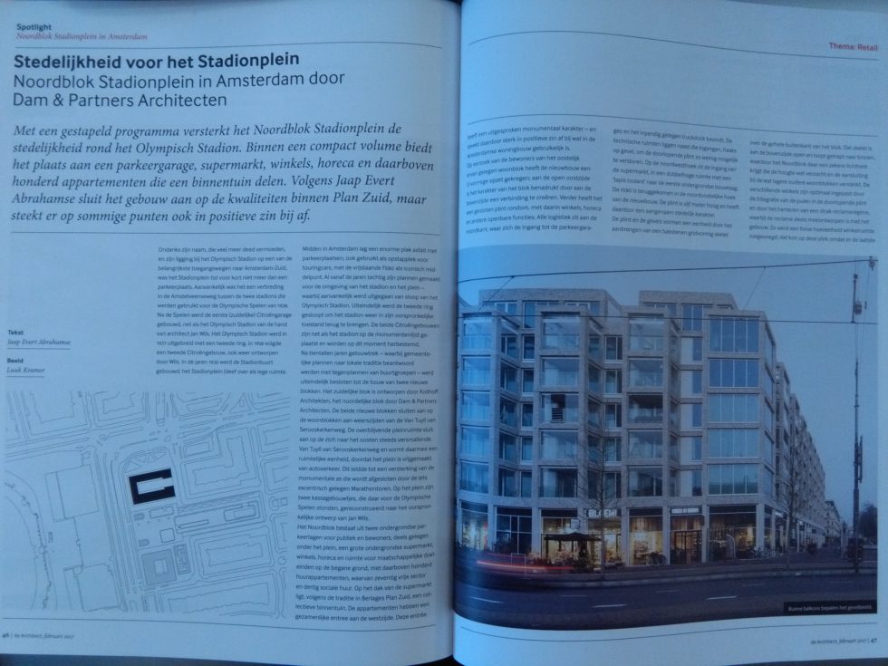 Artikel in de Architect over de ontwikkeling van het Stadionplein