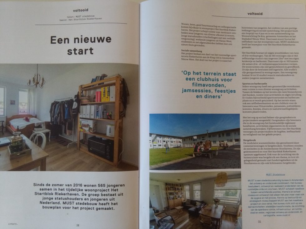 Het artikel over Startblok Riekerhaven in Intern, het blad van de Beroepsvereniging Nederlandse Interieurarchitecten