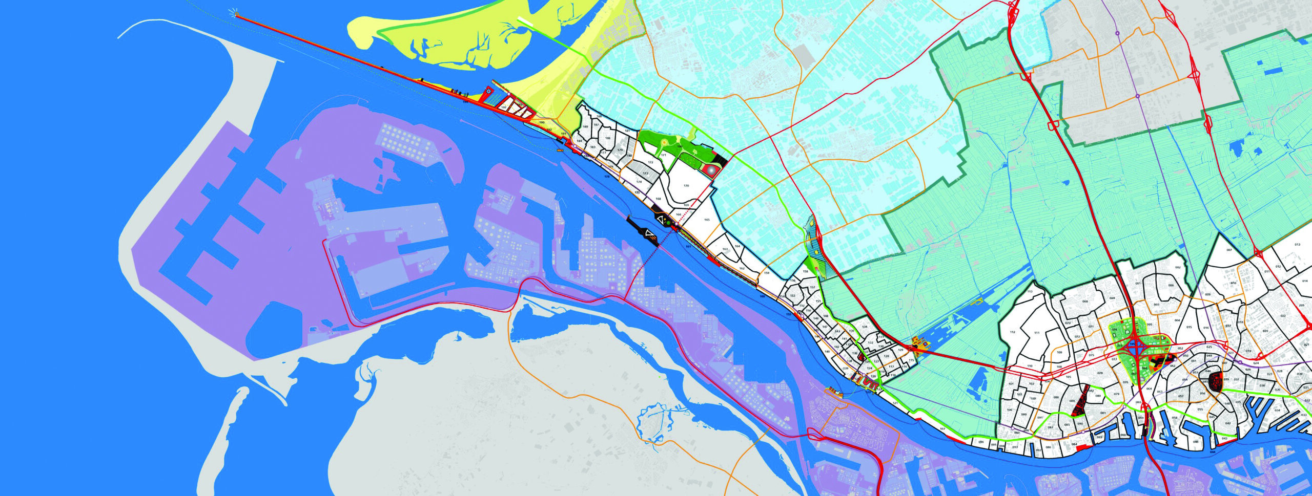 Onze plankaart voor het gebied tussen Rotterdam en Hoek van Holland. Deze plankaart maakten wij voor het project Welkom Thuis