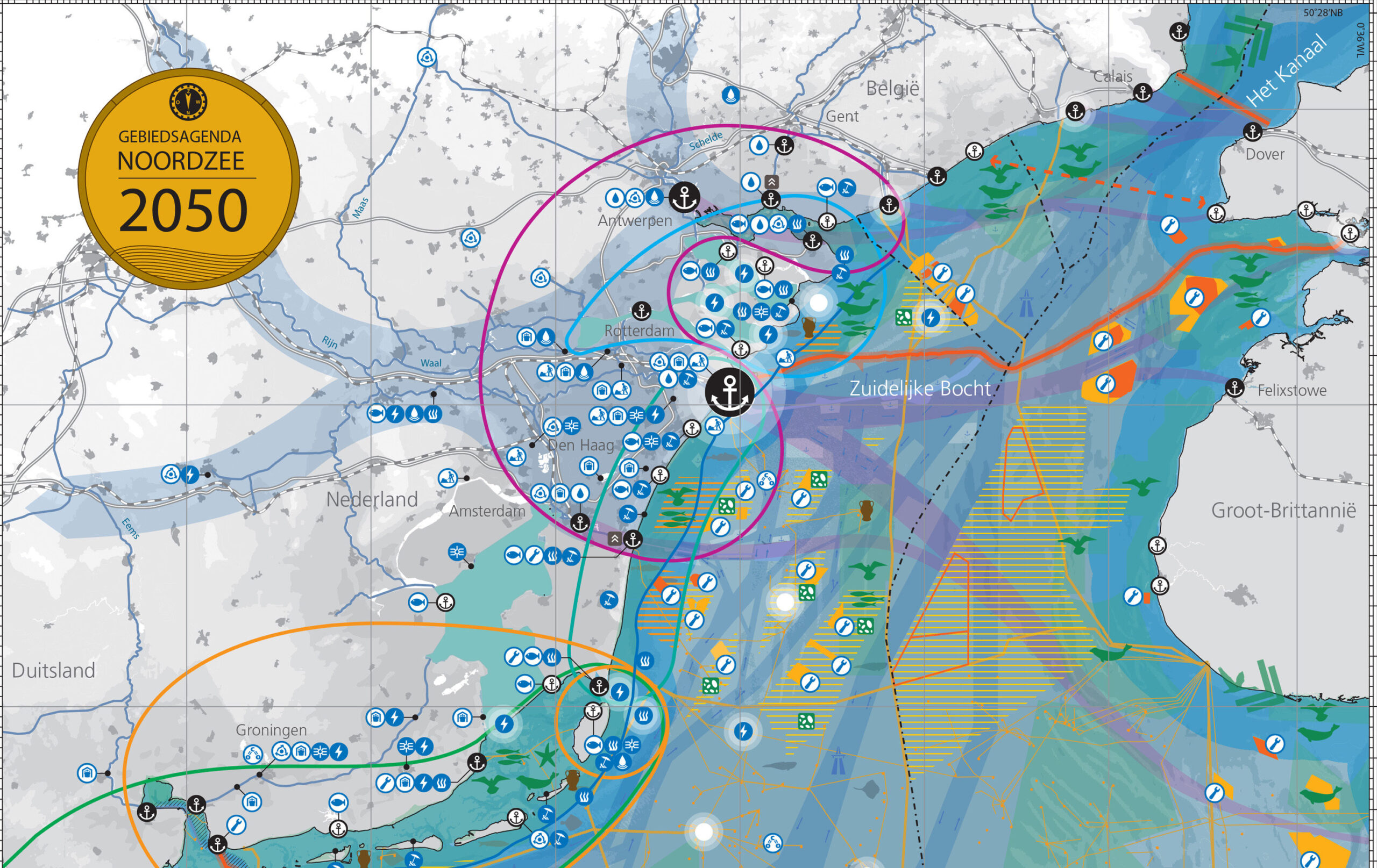 ©MUST Kaart van de Noordzee voor de Gebiedsagenda Noordzee 2050