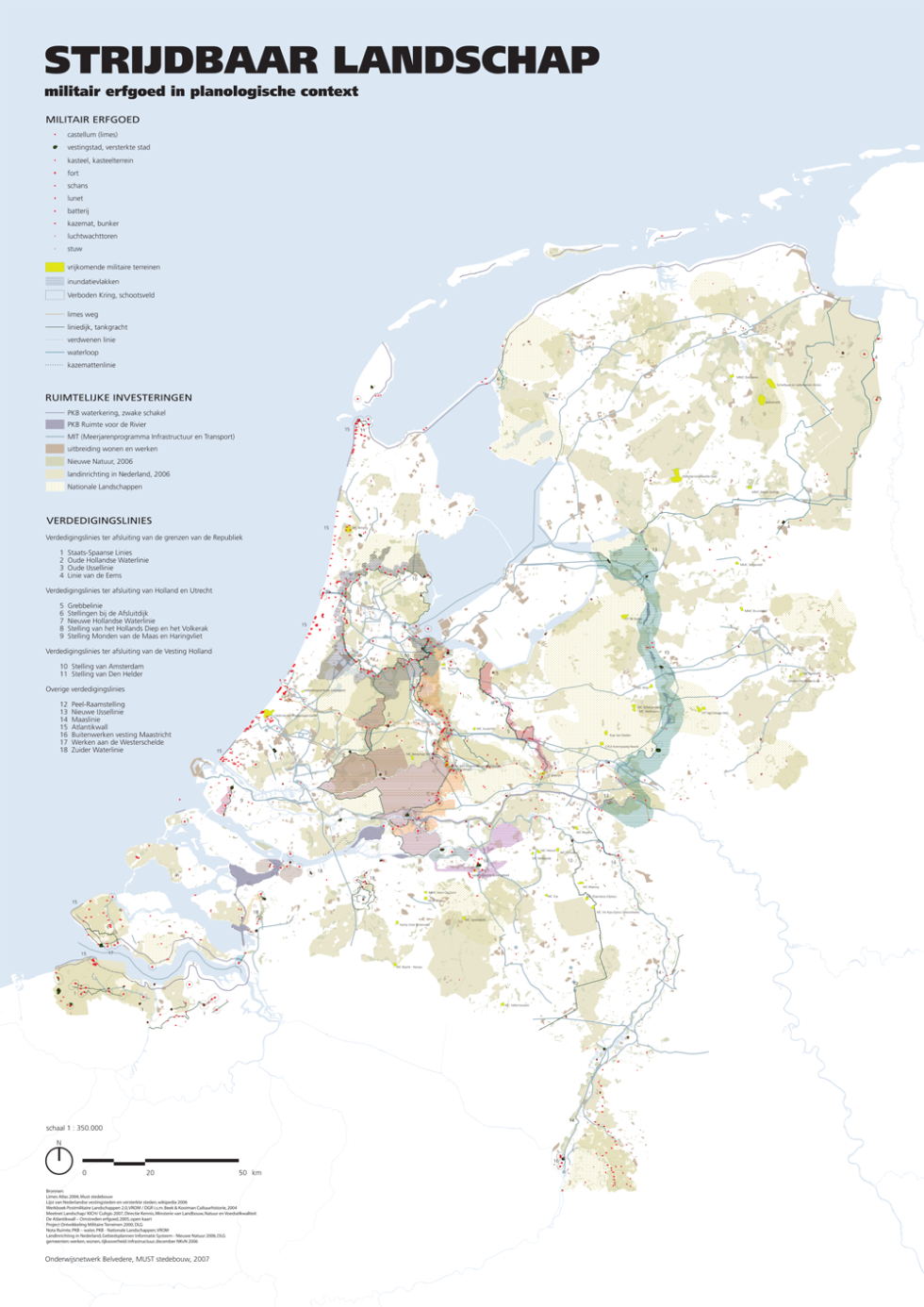 Strijdbaar Landschap: een overzichtskaart van het militair erfgoed in Nederland. 