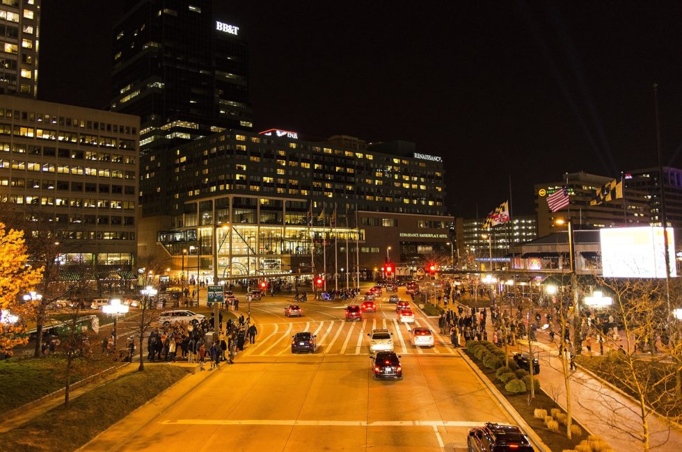 Foto van een boulevard in Baltimore